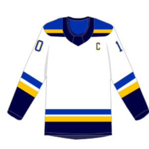 custom hockey sweater in white and blue from 2014 blues template
