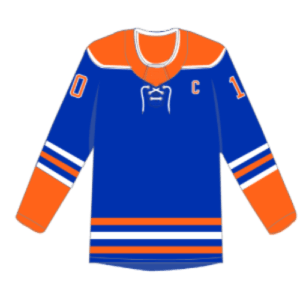 blue and orange custom printed hockey jerseys from oilers in 1981