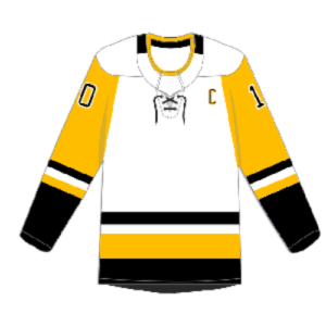 black and white custom hockey sweater from penguins in 1988