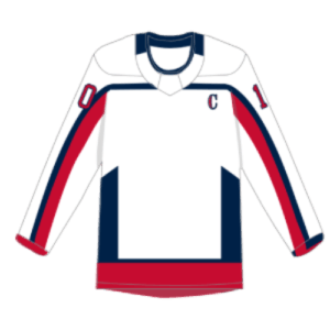 white custom-printed capitals hockey jerseys