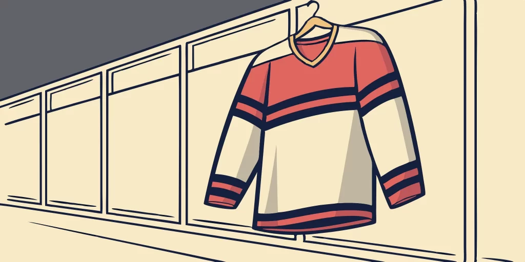 Cheap red and white NHL jersey.