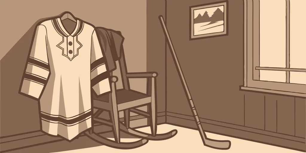 Rangers heritage jersey and hockey stick.