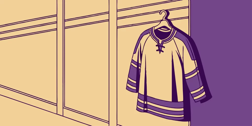 LA Kings gold and purple jersey.