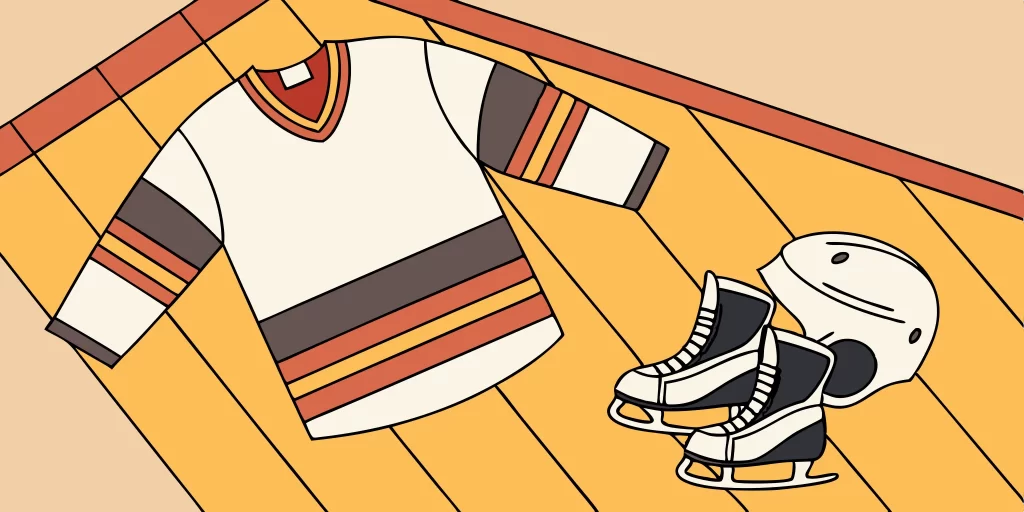 Customized men's league hockey jersey.