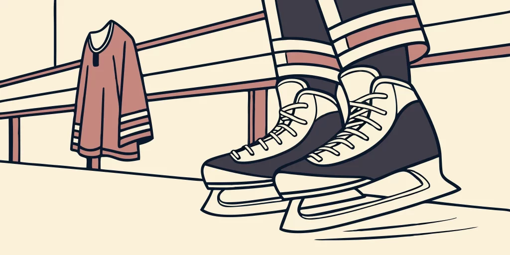 Custom hockey team jersey and skates.