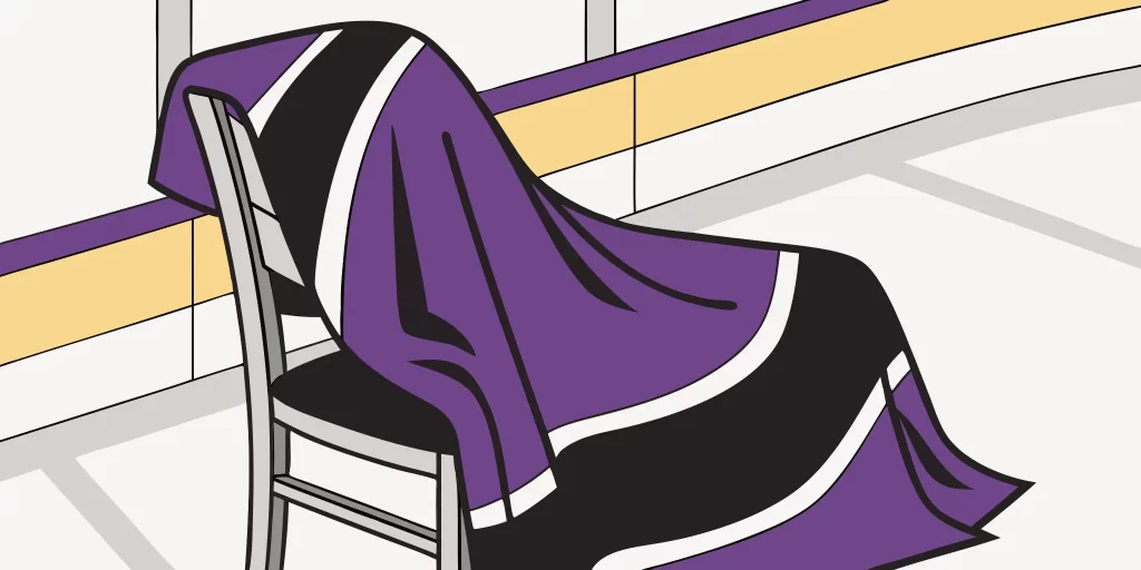 LA Kings purple and black jersey.