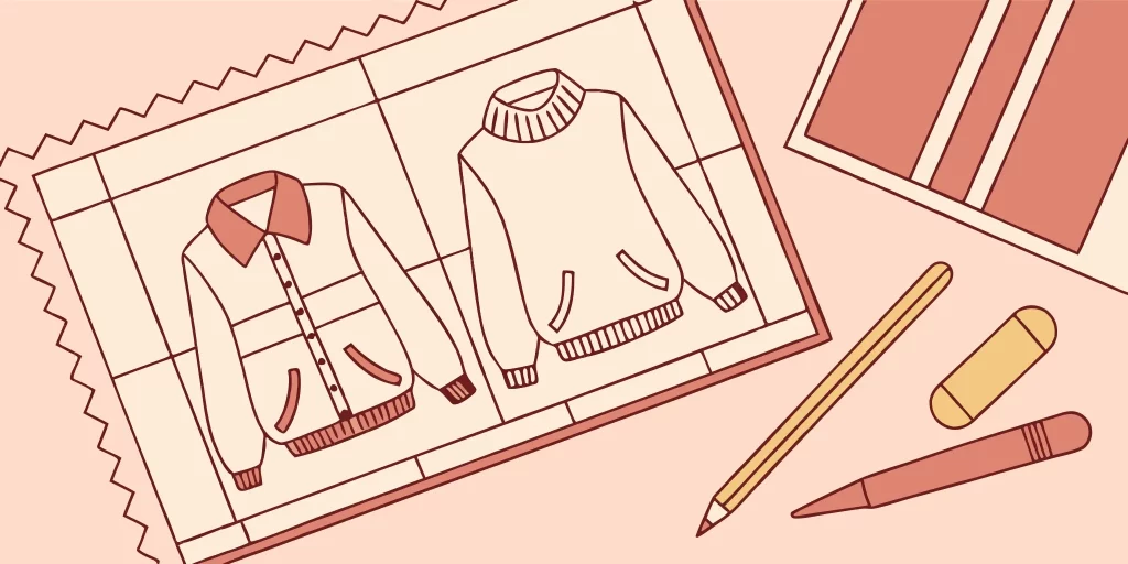 Sweater logo design sketch with pencil.